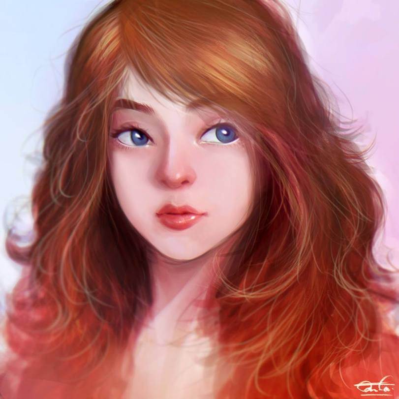 Арты девушек с рыжими волосами 11