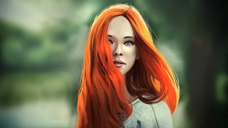 Арты девушек с рыжими волосами 5