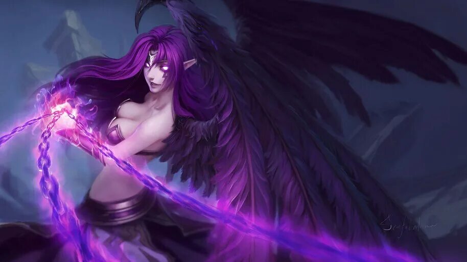 Демон с фиолетовыми волосами 8