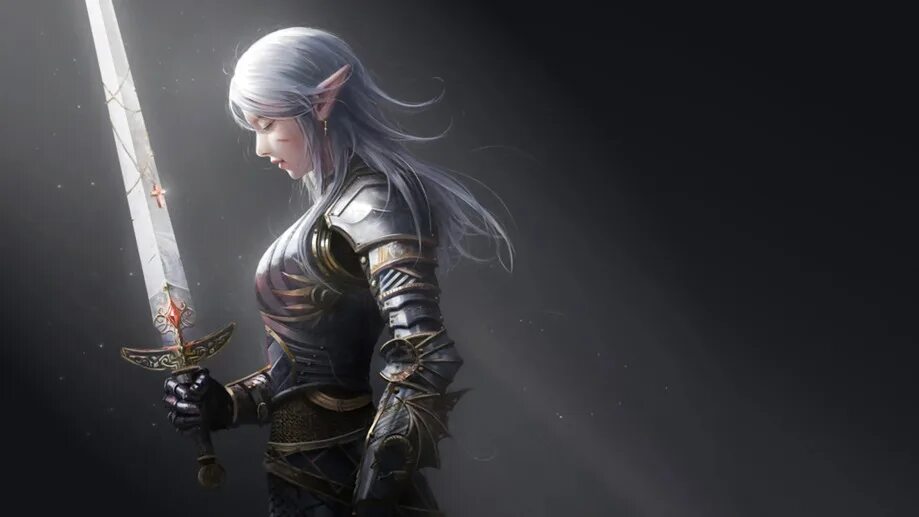 Девушка рыцарь с белыми волосами 19