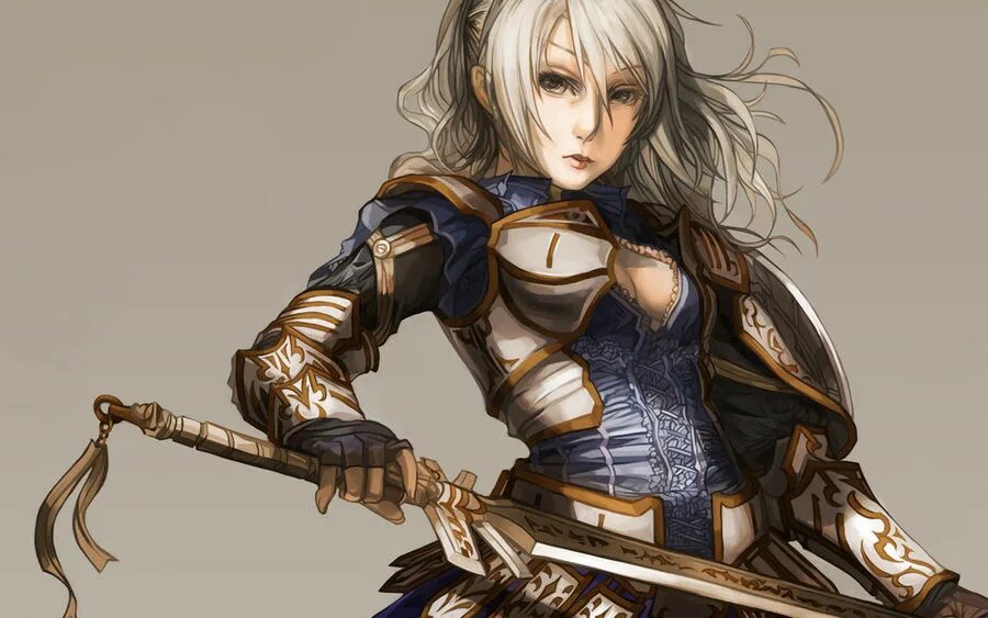 Девушка рыцарь с белыми волосами 9