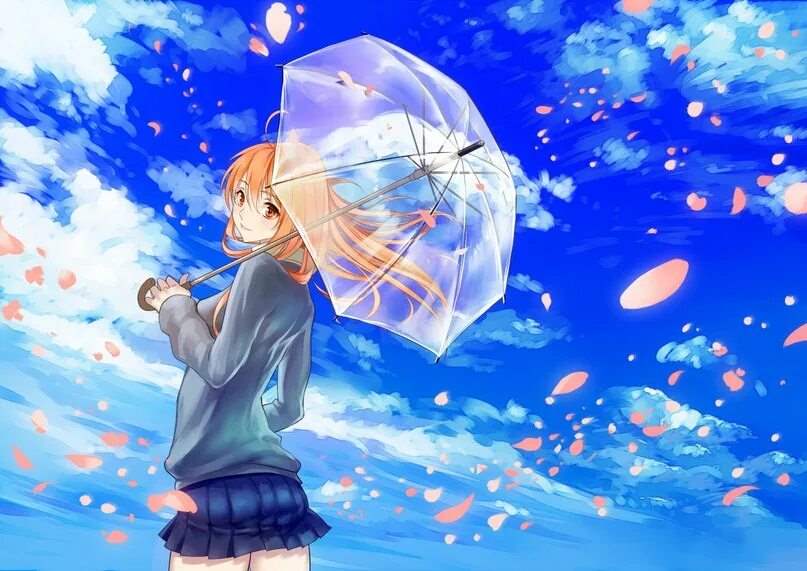 Девушка с зонтом аниме