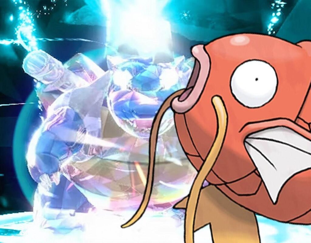 Игрок в Pokemon Scarlet and Violet убивает Tera Raid Blastoise с одного удара, используя Magikarp