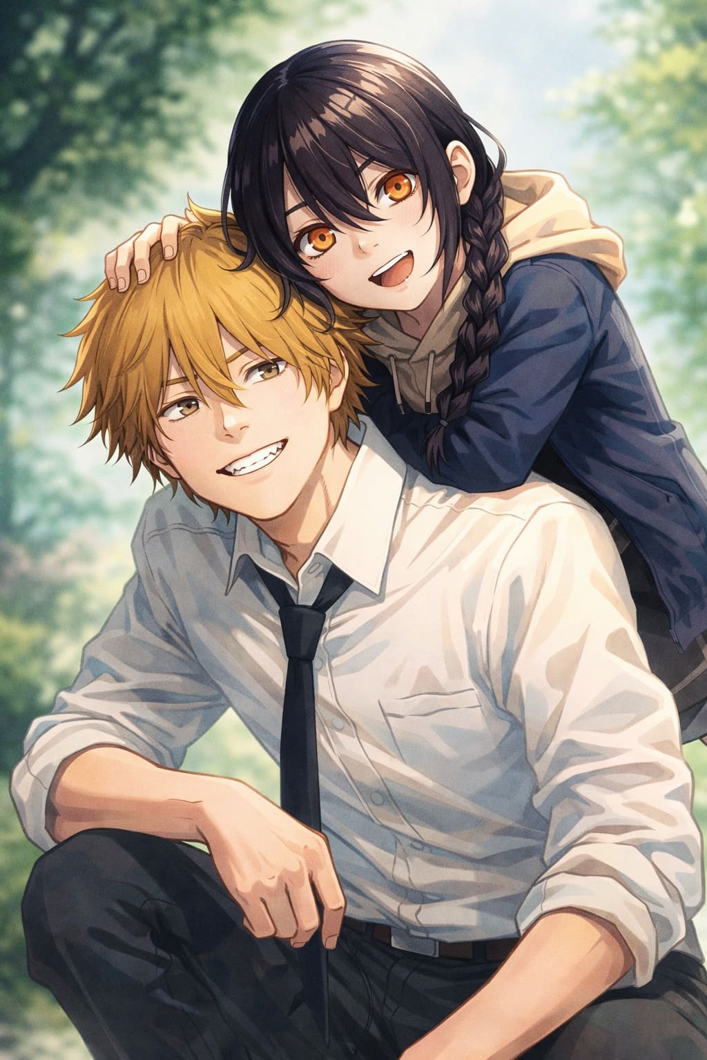 Denji as a father figure to Nayuta in Chainsaw Man Denji as a father figure to Nayuta in Chainsaw Man