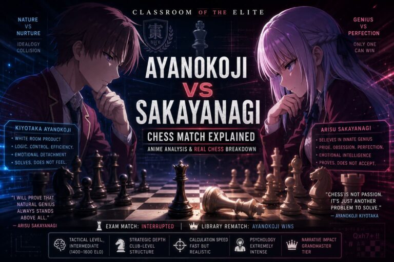 Ayanokoji vs Sakayanagi Chess Match Explained (Anime Analysis & Real Chess Breakdown)