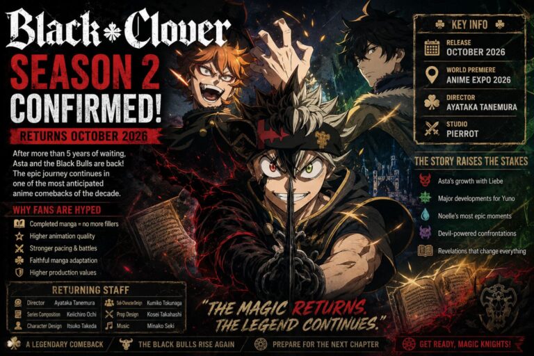 Black Clover Season 2 Confirmed for October 2026: Director, Staff, and Anime Expo Premiere Revealed