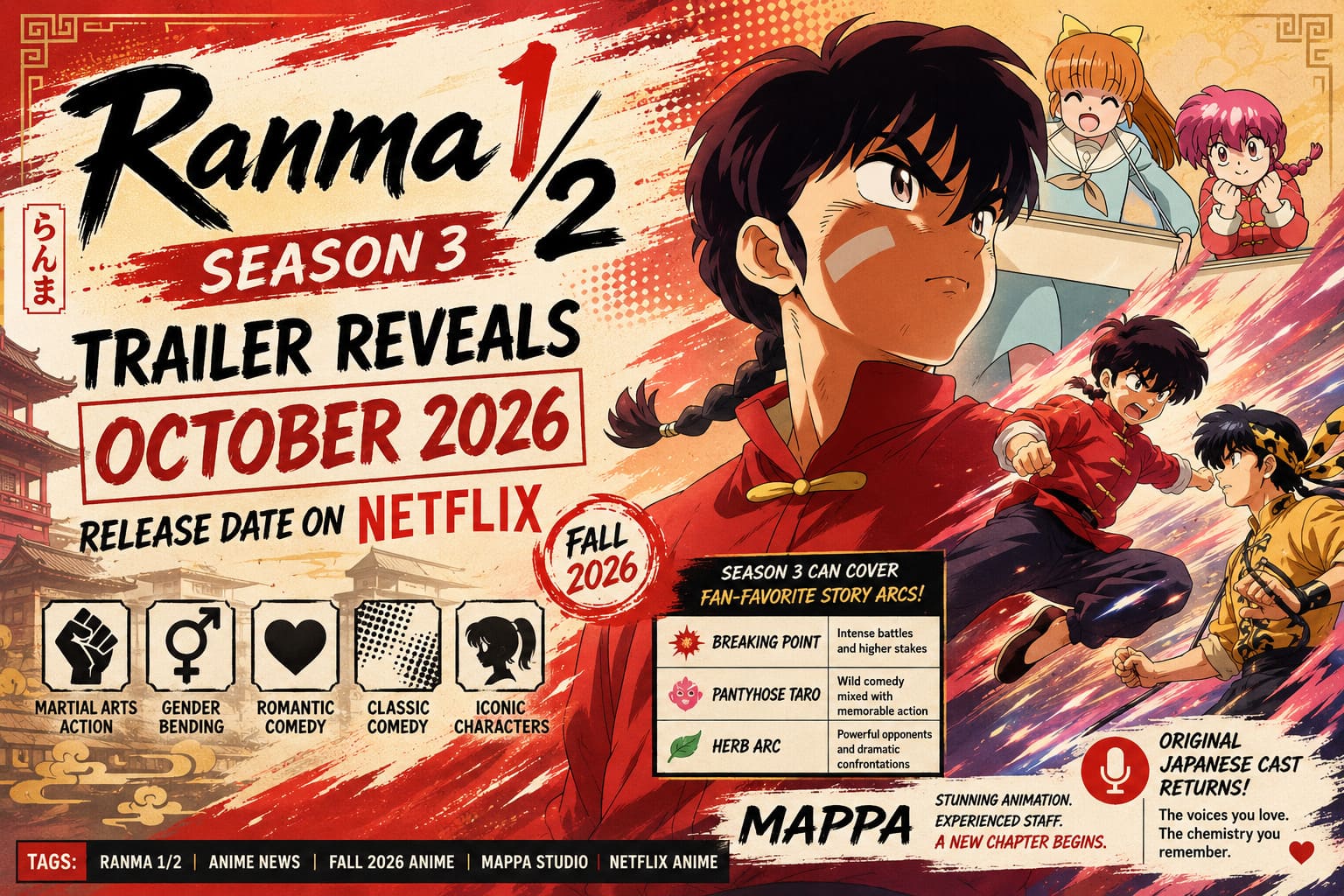 Ranma 1/2 Season 3 Trailer Reveals October 2026 Release Date on Netflix Ranma 1/2 Season 3 Trailer Reveals October 2026 Release Date on Netflix