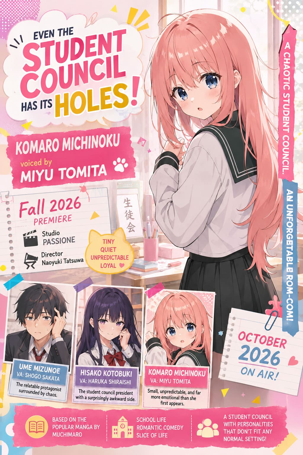 Even the Student Council Has Its Holes Anime Casts Miyu Tomita as Komaro Michinoku: Release Date and Studio Details Revealed Even the Student Council Has Its Holes Anime Casts Miyu Tomita as Komaro Michinoku: Release Date and Studio Details Revealed
