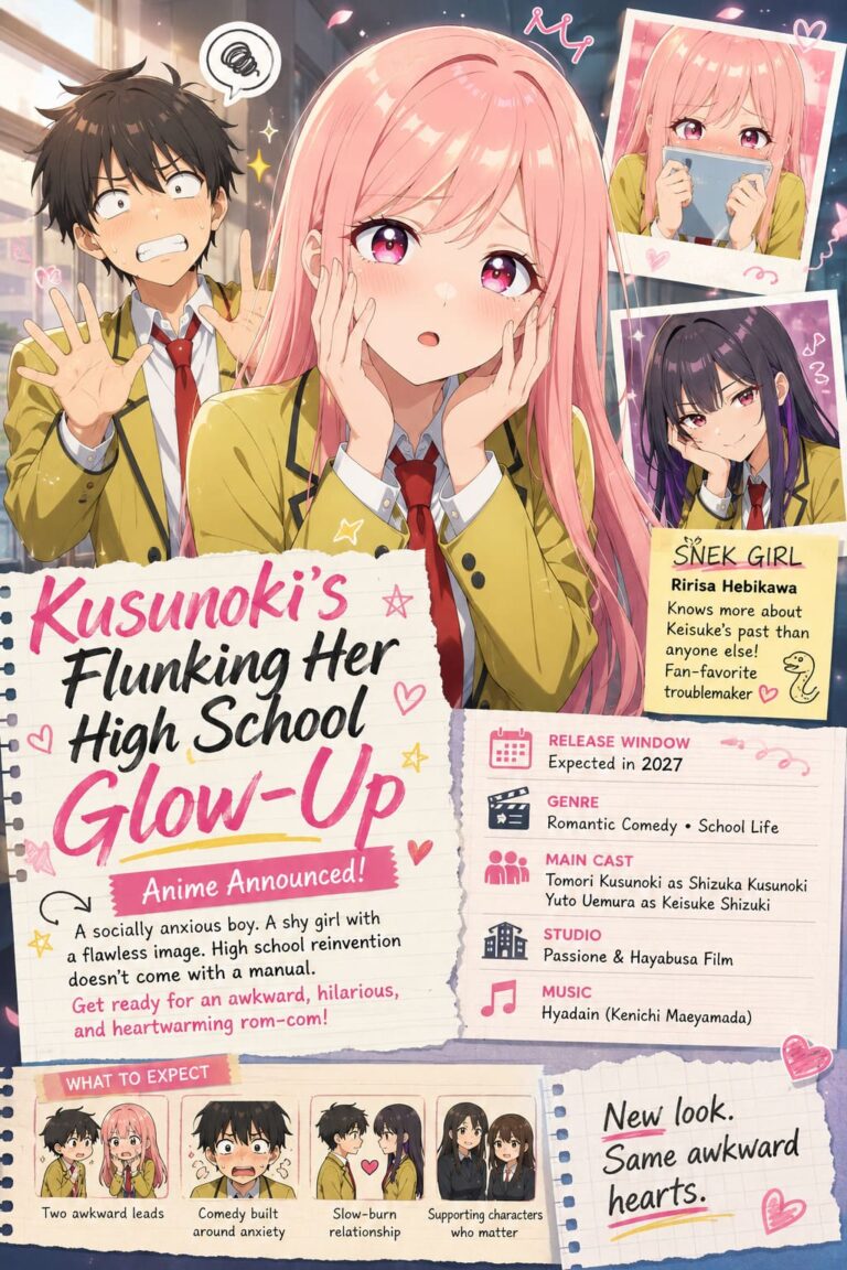 Kusunoki’s Flunking Her High School Glow-Up Anime Announced: Release Window, Trailer, Cast, and Studio Passione Details