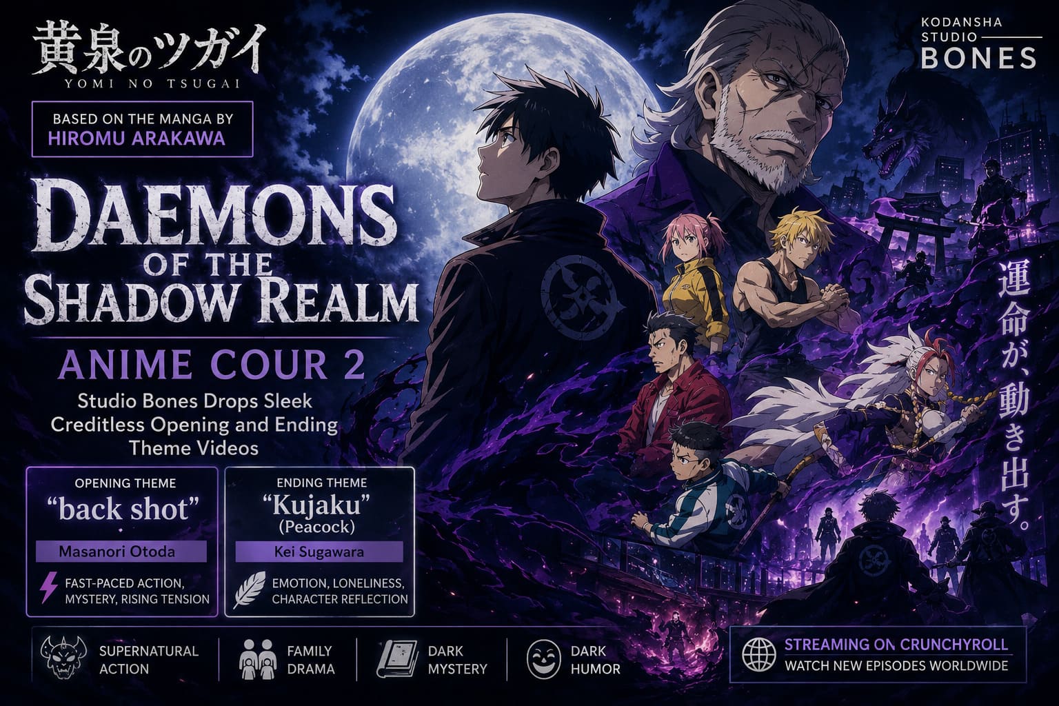 Daemons of the Shadow Realm Anime Cour 2: Studio Bones Drops Sleek Creditless Opening and Ending Theme Videos Daemons of the Shadow Realm Anime Cour 2: Studio Bones Drops Sleek Creditless Opening and Ending Theme Videos