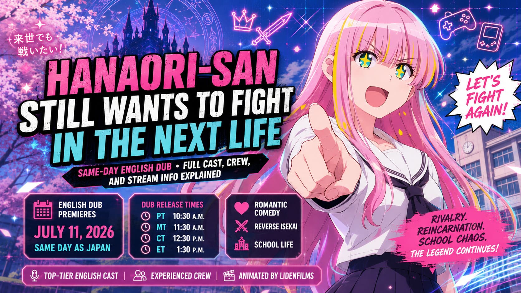 Hanaori-san Still Wants to Fight in the Next Life English Dub: Same-Day Release, Full Cast, Crew, and Stream Info Explained Hanaori-san Still Wants to Fight in the Next Life English Dub: Same-Day Release, Full Cast, Crew, and Stream Info Explained