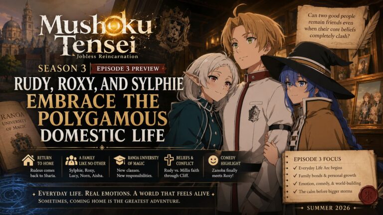 Mushoku Tensei Season 3 Episode 3 Preview: Rudy, Roxy, and Sylphie Embrace the Polygamous Domestic Life Mushoku Tensei Season 3 Episode 3 Preview: Rudy, Roxy, and Sylphie Embrace the Polygamous Domestic Life
