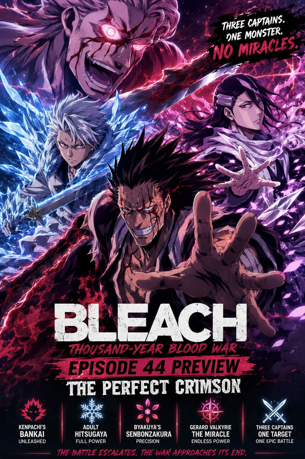 Bleach TYBW Episode 44 Preview: Kenpachi, Hitsugaya, and Byakuya vs Gerard Valkyrie Unleashed Bleach TYBW Episode 44 Preview: Kenpachi, Hitsugaya, and Byakuya vs Gerard Valkyrie Unleashed