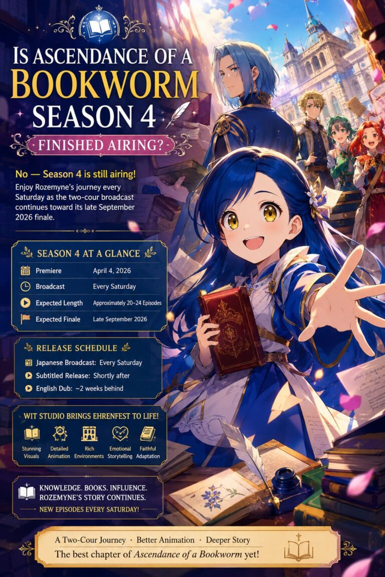 Is Ascendance of a Bookworm Season 4 Finished Airing? 2026 Release Schedule and Streaming Details Is Ascendance of a Bookworm Season 4 Finished Airing? 2026 Release Schedule and Streaming Details
