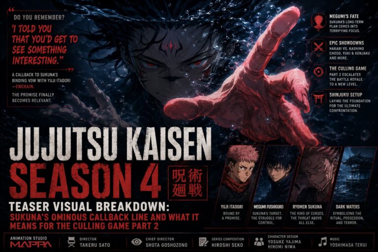 Jujutsu Kaisen Season 4 Teaser Visual Breakdown: Sukuna’s Ominous Callback Line and What It Means for The Culling Game Part 2 Jujutsu Kaisen Season 4 Teaser Visual Breakdown: Sukuna’s Ominous Callback Line and What It Means for The Culling Game Part 2