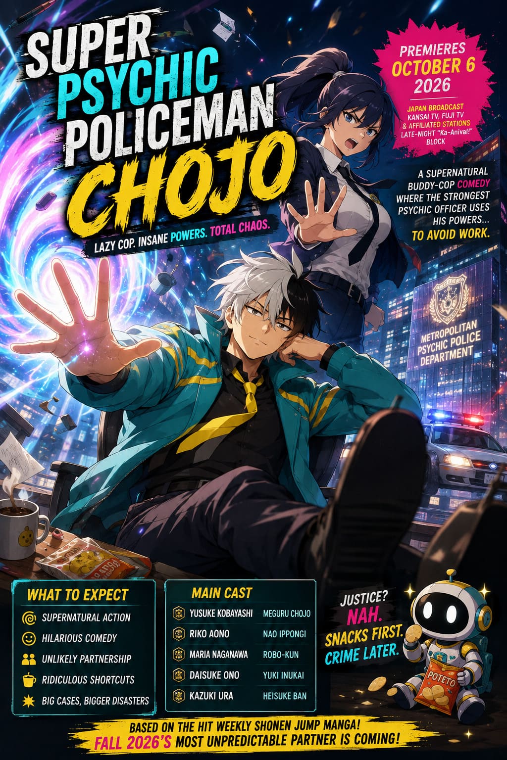 Super Psychic Policeman Chojo Anime Release Date Confirmed: Trailer, Cast, and Streaming Details Super Psychic Policeman Chojo Anime Release Date Confirmed: Trailer, Cast, and Streaming Details