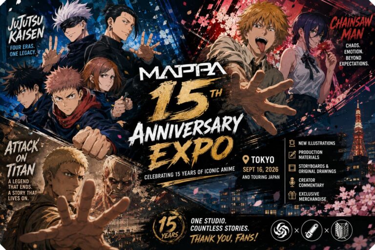MAPPA 15th Anniversary Expo: Epic New Jujutsu Kaisen, Chainsaw Man, and Attack on Titan Illustrations Revealed