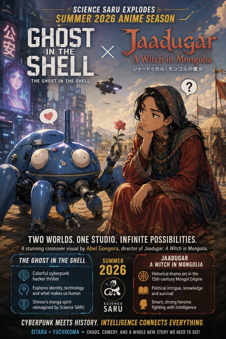 Ghost in the Shell and Jaadugar Crossover Visual: Science SARU Explodes Summer 2026 Anime Season Ghost in the Shell and Jaadugar Crossover Visual: Science SARU Explodes Summer 2026 Anime Season