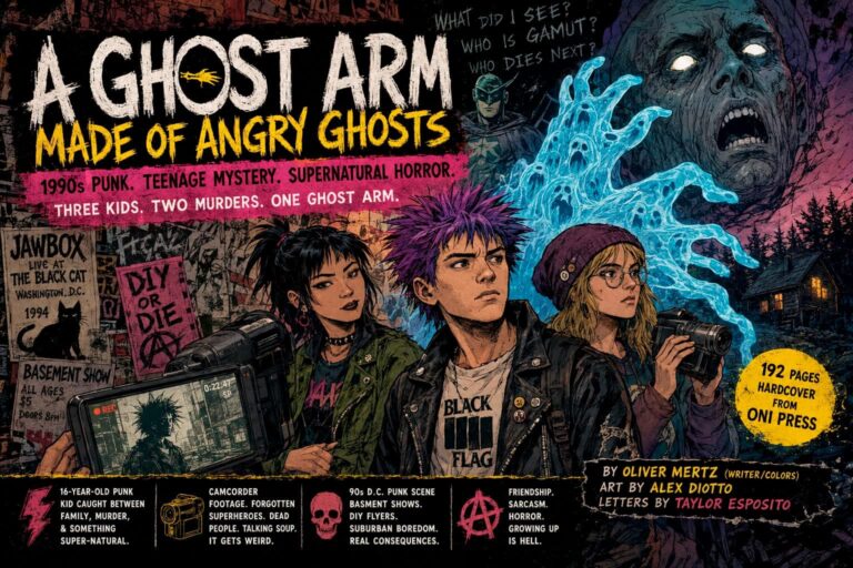 Exclusive Preview: A Ghost Arm Made of Angry Ghosts Graphic Novel - Why This 90s Punk Superhero Mystery is the Next Comic Phenomenon Exclusive Preview: A Ghost Arm Made of Angry Ghosts Graphic Novel – Why This 90s Punk Superhero Mystery is the Next Comic Phenomenon
