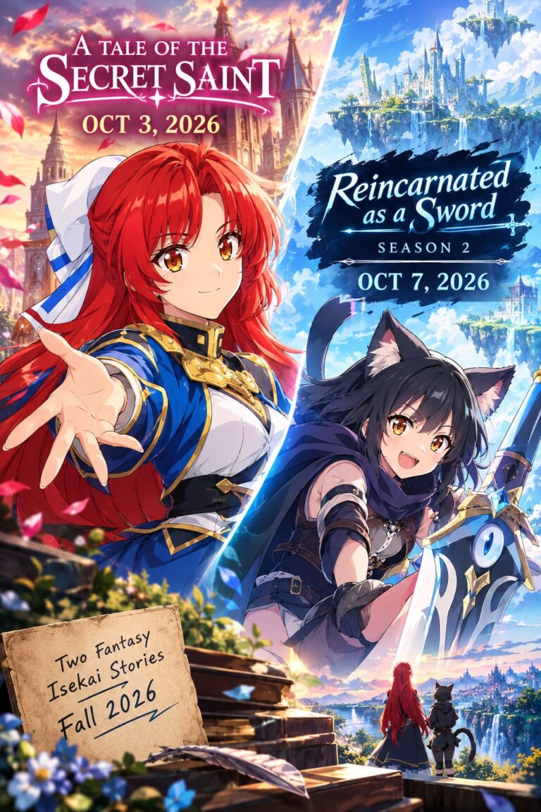 Fall 2026 Anime Hub: A Tale of the Secret Saint Release Date Revealed & Reincarnated as a Sword Season 2 New Character Art Drops