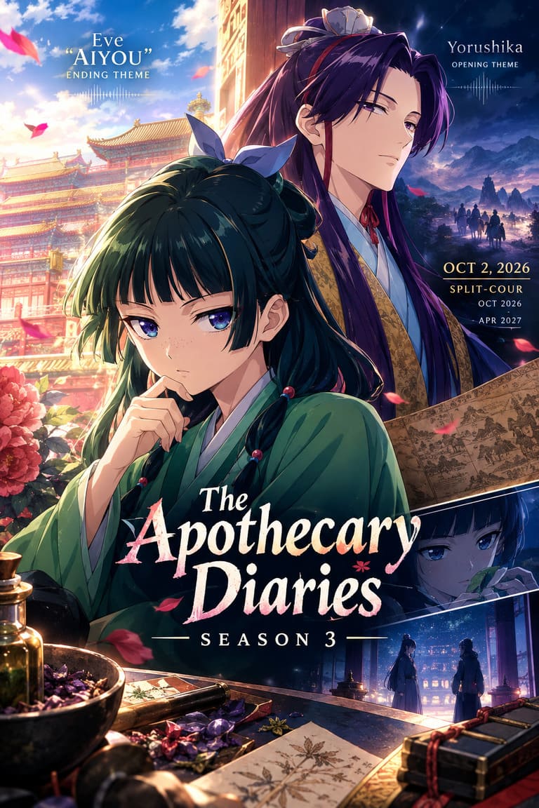 The Apothecary Diaries Season 3: Trailer, Eve's Ending Theme AIYOU, Release Date, and Story Breakdown The Apothecary Diaries Season 3: Trailer, Eve's Ending Theme AIYOU, Release Date, and Story Breakdown