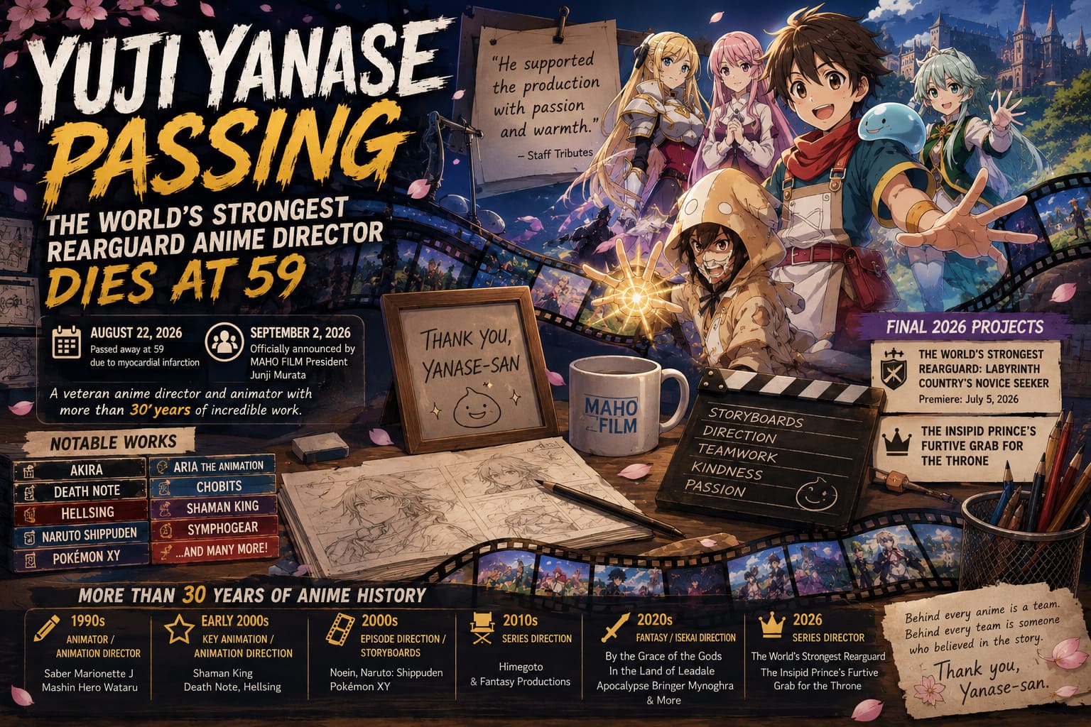 Yuji Yanase Passing: The World's Strongest Rearguard Anime Director Dies at 59 Yuji Yanase Passing: The World's Strongest Rearguard Anime Director Dies at 59